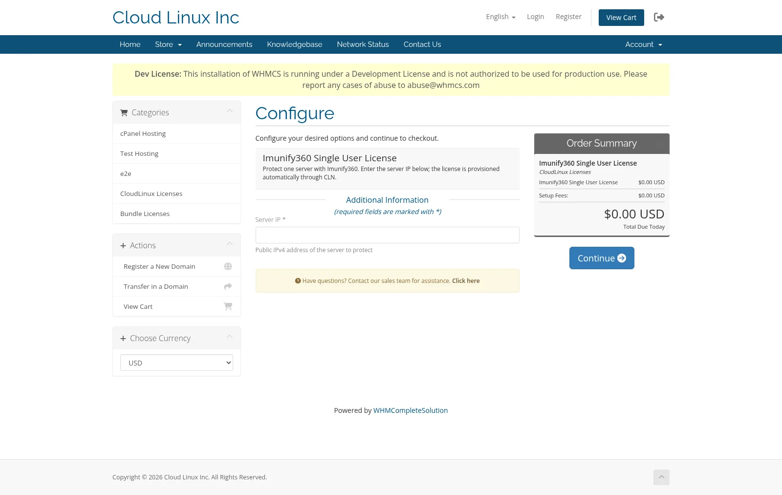 Standalone license checkout with required IP