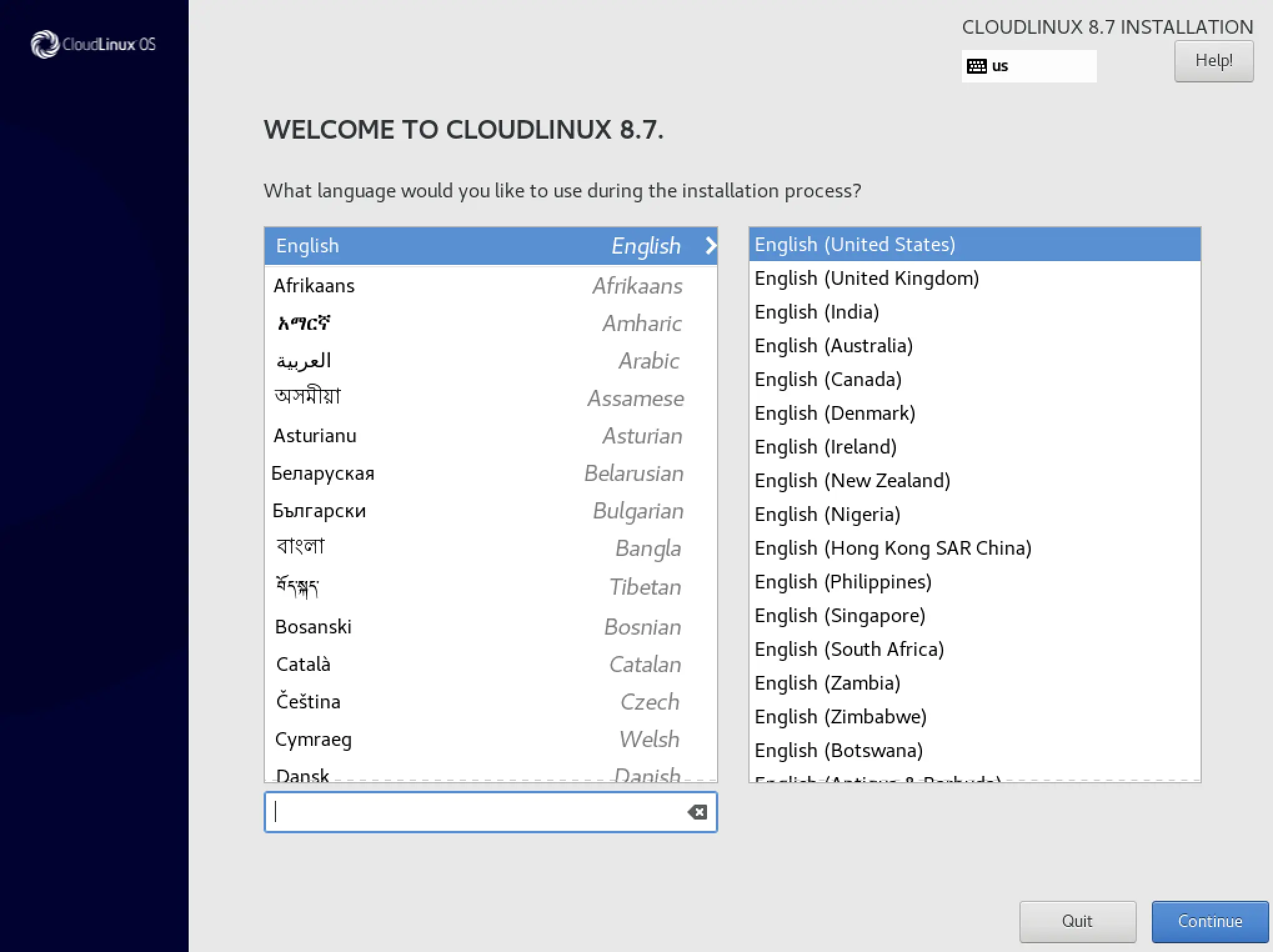 Welcome page screenshot